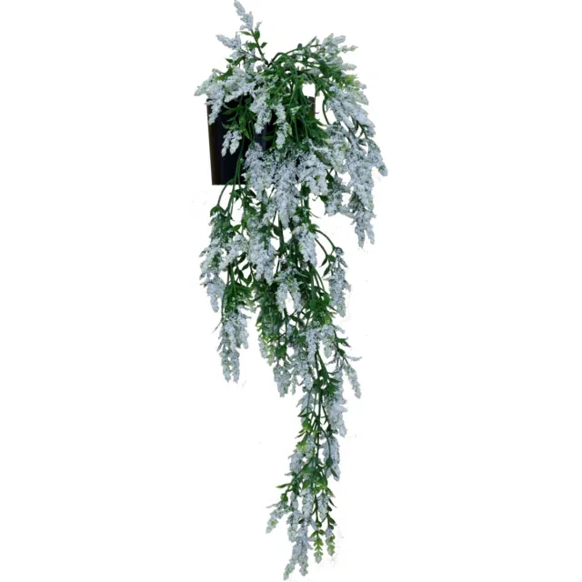 PrettyPlants 2st. Witte Kunst Hangplant | Wit met Groene Kunsthangplant | Hangende Kunstplant in Pot | Kunstplanten voor Binnen
