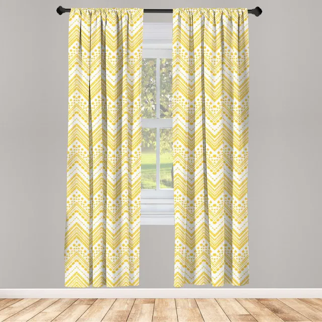 ABAKUHAUS Mosterdwit – Raamgordijnset 2-panelen 75x175 cm – Microvezel, Halverdonkerend, Roedezak Mosterd Wit