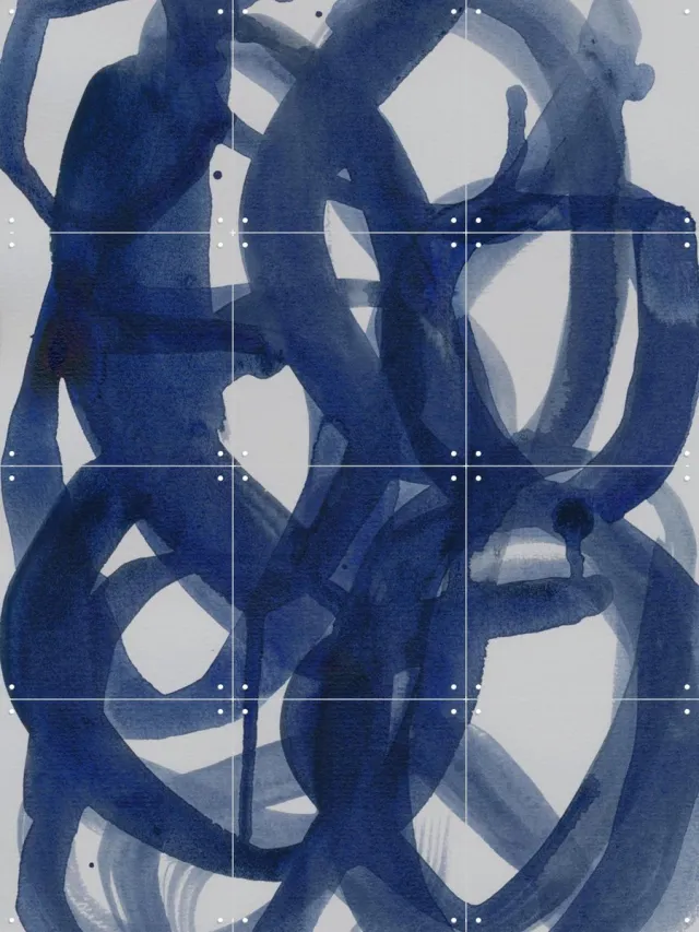 IXXI Abstract Brush Strokes 173, Mareike Böhmer - 60 x 80 cm - Grote wanddecoratie en posters - Abstract, Aquarel, Minimalisme, Kwaststreken Blauw / Grijs