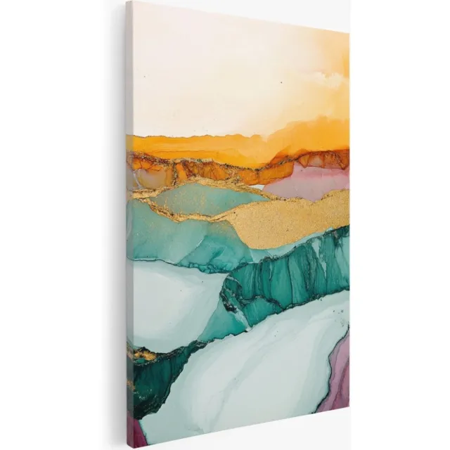 Saammp Canvas Schilderij - Marmer - Kunst - Abstracte wanddecoratie- 60x90 - Foto op canvas - Wanddecoratie - Muurdecoratie Woonkamer - Kantoor Decoratie Multicolor