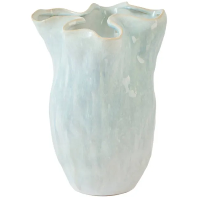 Light & Living Light&living Vaas deco 24,5x23,5x34 cm TELMO keramiek licht blauw+crème