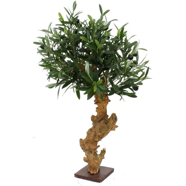 maxifleur Kunstplanten Olijf Bonsai deluxe kunstboom op voet 60cm Groen