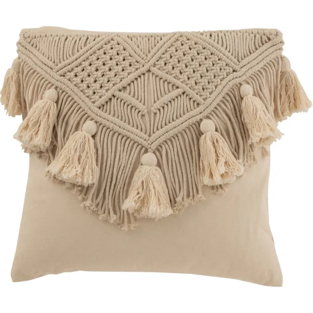 J-Line kussen Cosy - katoen - brige - small Beige