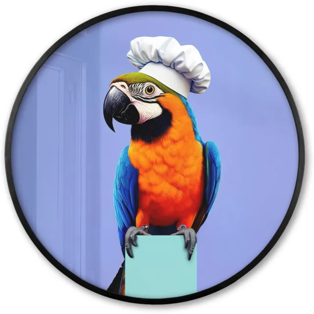FrameYourWall Poster in lijst Rond - Fotolijst 60x60 cm - Posters - Papegaai - Koksmuts - Vogel - Leuk - Ronde posterlijst zwart - Decoratie - Wanddecoratie woonkamer - Muurdecoratie slaapkamer Koksmuts - Papegaai