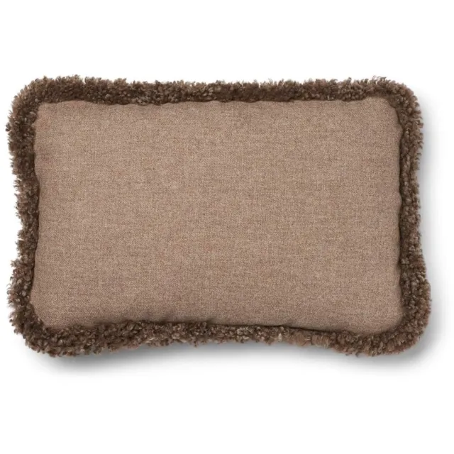 Sheepskin House Kortharig Schapenvacht Kussen - KW rand - 34x52 cm Beige/Taupe