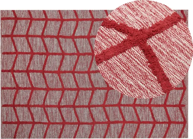 Beliani SIVAS - Laagpolig vloerkleed - Rood - 140 x 200 cm - Katoen