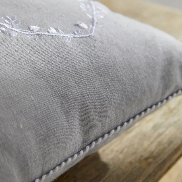 Today Kussen - VANDAAG - CHARME - Chambray x Petite broderie Constance - 40 x 40 cm Hellgrau