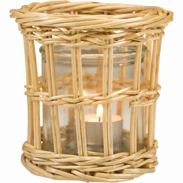 Mars & More rotan windlicht recht dubbel 14cm Bruin