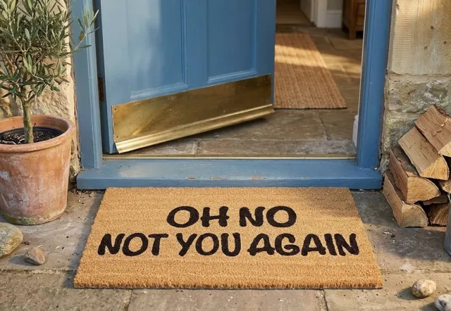 Maison Elara Deurmat kokos met tekst OH NO NOT YOU AGAIN - 40x60 cm - Antisliplaag - Binnen & Buiten - Bruin