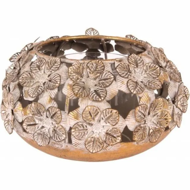 Dutch Style Windlicht bloemen Ø 17 cm goud ijzer | 11347404 | Dutch Style