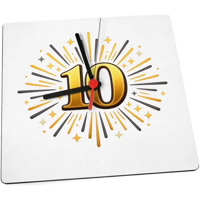 Mr Cadeautjes Klok 19 x 19 - design Luxe jubileum met een ander centraal symbool en een stralend | cadeau Wit