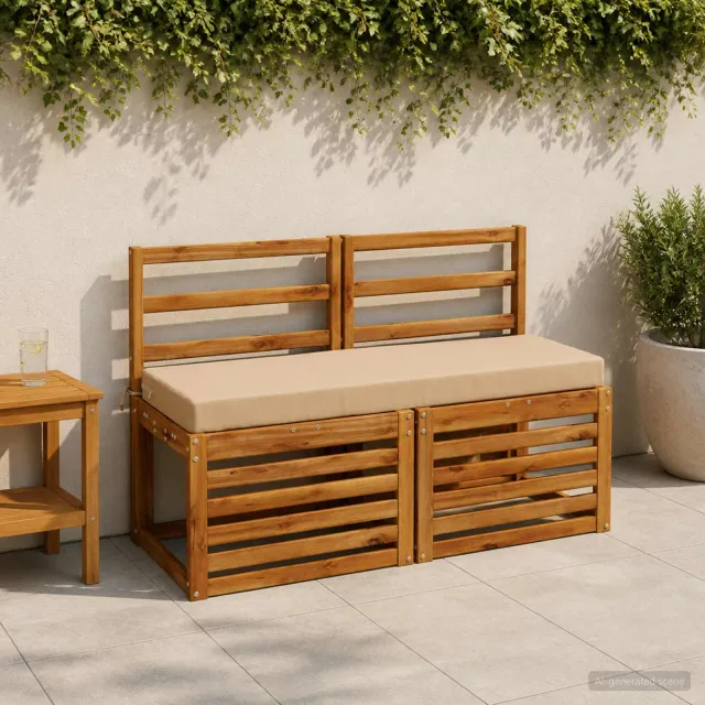 vidaXL Bank Kussens SOEST 2 st 100% Polyester Zand 120 x 40 x 8 cm Grijs