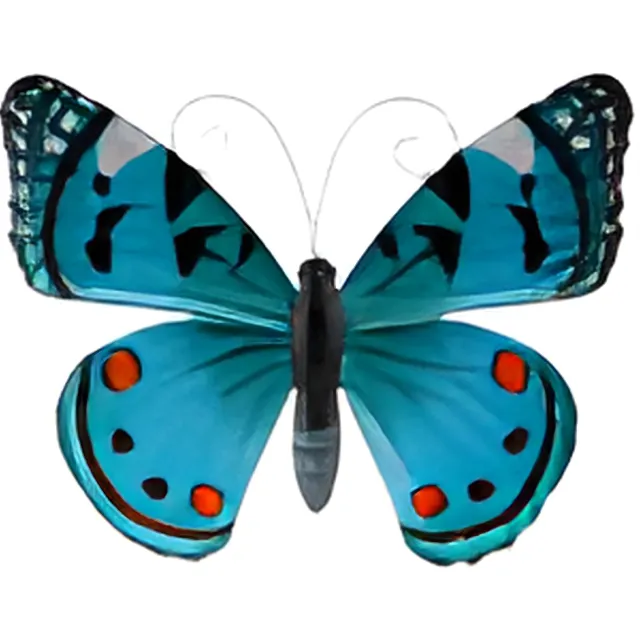 Pro Garden Wanddecoratie vlinder - aqua - 34 x 28cm - metaal - muurdecoratie / schutting / tuin Paars