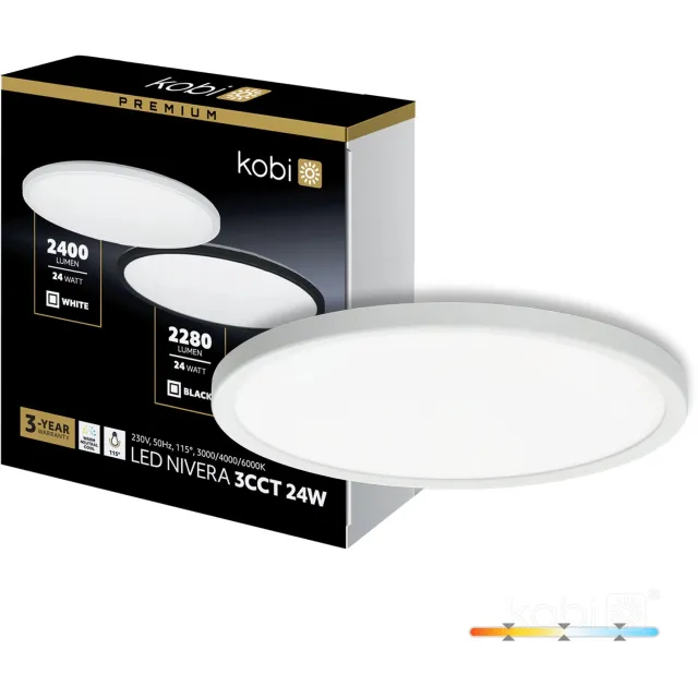 Kobi LED-plafondlamp met bewegingssensor - 24W - IP54 - 30cm - Instelbaar wit licht - Afstandsbediening - WIT