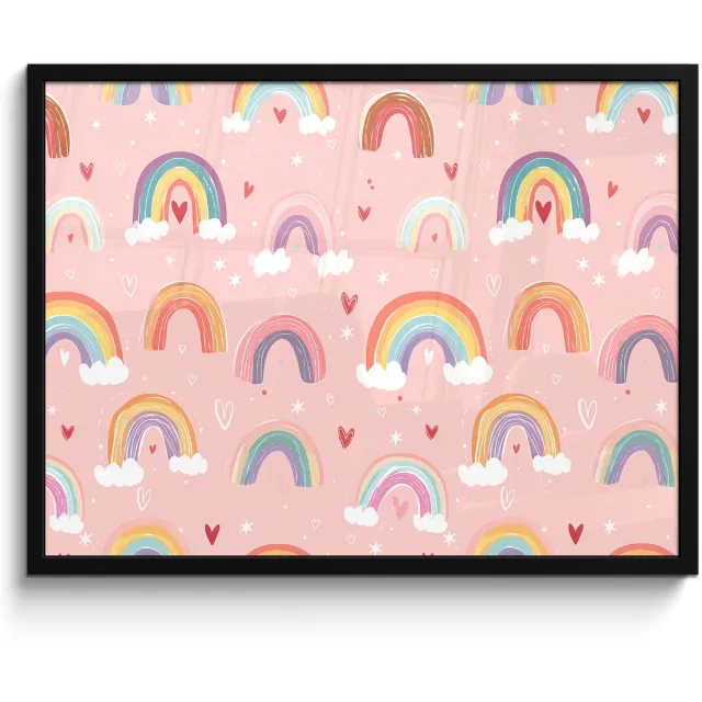 FrameYourWall Poster in lijst - Fotolijst 70x50 cm - Posters - Regenboog - Patroon - Pastel - Posterlijst zwart - Decoratie - Wanddecoratie woonkamer - Muurdecoratie slaapkamer