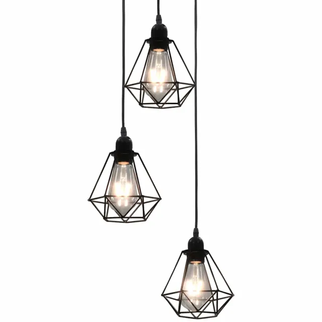vidaXL Plafondlamp met diamantvorm 3xE27 zwart