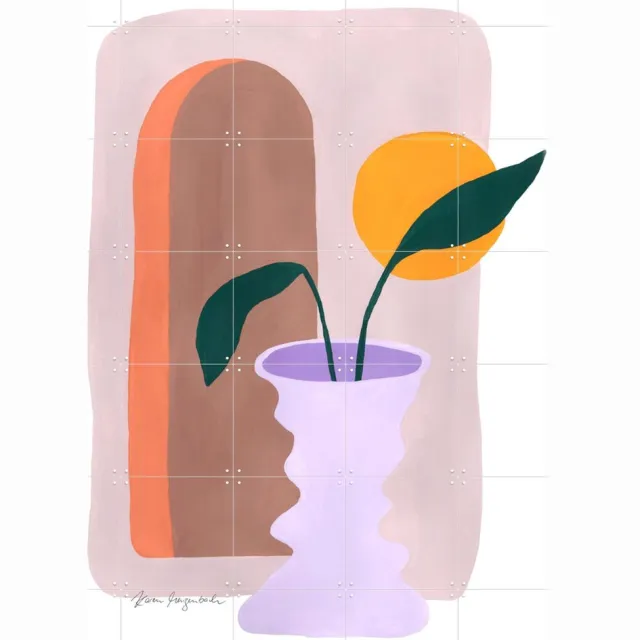 IXXI Strelitzia and Sunshine, Palmartprints - 100 x 140 cm - Grote wanddecoratie en posters - Geometrische Kunst, Kleurrijk, Minimalisme, Abstract Geel