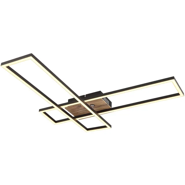 Globo Lighting Plafondlamp eetkamerlamp woonkamerlamp slaapkamerlamp keukenlamp, metaal zwart aluminium MDF houtlook, verplaatsbaar, LED 30W 1370Lm 3000K warm wit, L 80 cm