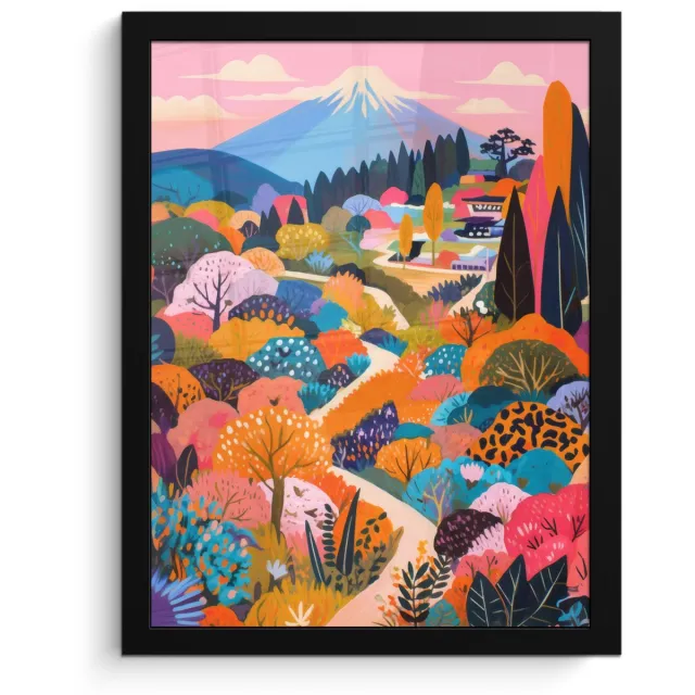 FrameYourWall Poster in lijst - Fotolijst 30x40 cm - Posters - Witte bergtop - Modern - Kleurrijk - Posterlijst zwart - Decoratie - Wanddecoratie woonkamer - Muurdecoratie slaapkamer Kleurrijk - Landschap