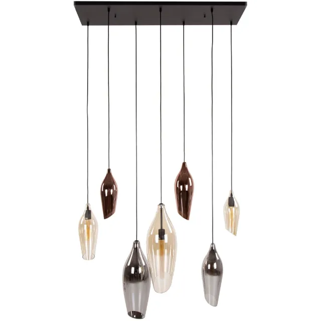 Nest of Nora Hanglamp Suni - 7-lichts Moderne eetkamerlamp - Zwart