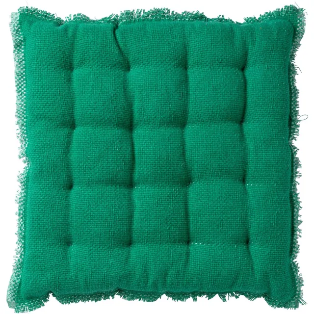 Dutch Decor BURTO - stoelkussen 40x40 cm - gewassen katoen - Emerald - groen - Zitkussen