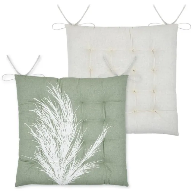 Stof Zitkussen met strik CORALIA, 100% katoen, 38 x 38 cm Groen