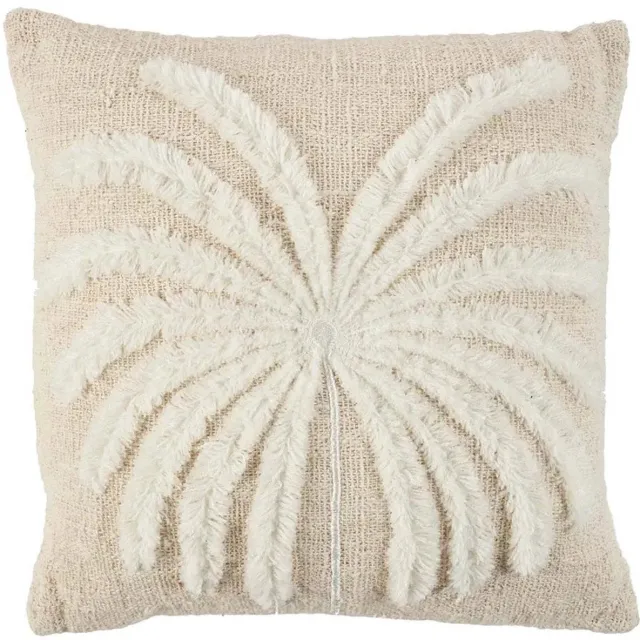 Bazar Bizar The Isla Palm Kussenhoes 50x50cm - Naturel wit met getufte palmboom Beige