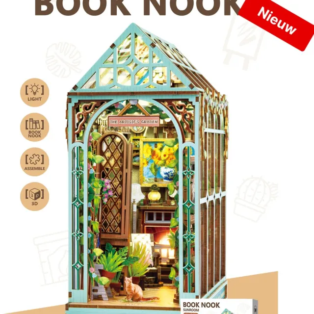 Kitcreatives DIY Boekensteun Booknook Sunroom- MDF- LED verlichting Divers