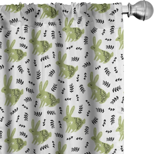 ABAKUHAUS haas gordijnset – 2x75x225 cm – microvezel – pistachegroen/zwart Pistache Groen Zwart