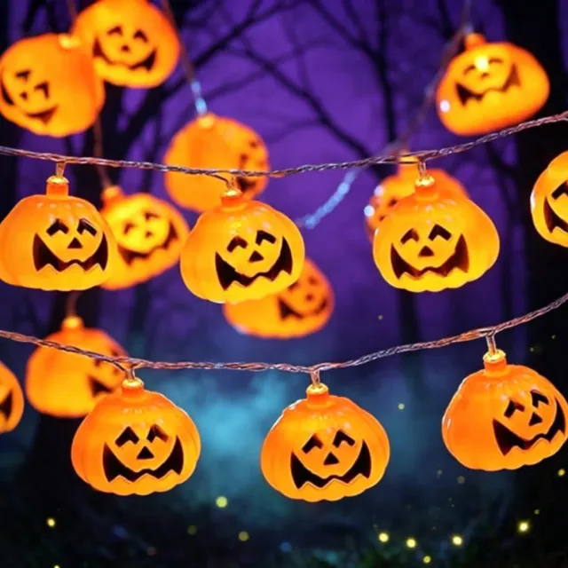 Oemmn Halloween pompoen lichtslinger, 3 meter, 20 LED's. Deze feestelijke pompoen lichtslinger creëert een leuke Halloween sfeer voor binnen- en buitendecoratie.