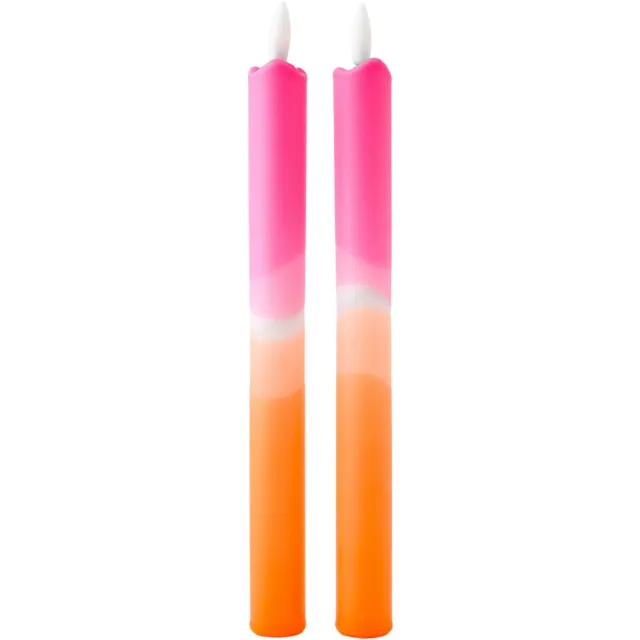 Aifcandles LED Dinerkaarsen Roze Oranje met Kleurverloop - Set van 2 - Incl. Batterij - Timerfunctie - Werkt met Afstandsbediening - Aifcandles Recht Roze Oranje