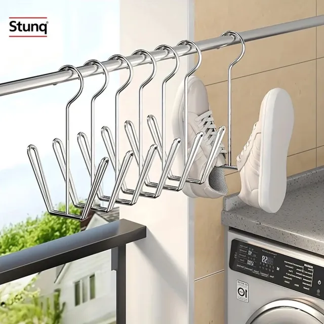Stunq 2 stuks roestvrijstalen hangend schoenenrek – ruimtebesparend voor entree, balkon en badkamer Zilver