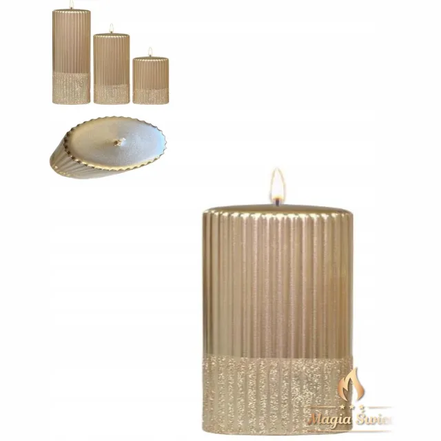 Adpal Decoratieve Gefacetteerde Kaars Elipsa Blink Beige Metallic 10cm