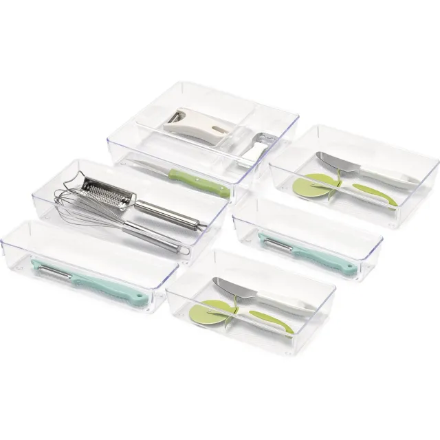 PLASTICFORTE Lade organizer set voor kastje 60(b) x 45(d) cm - 6 stuks - transparant - kunststof - modulair