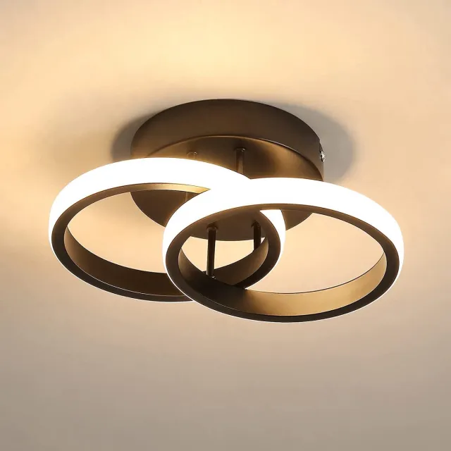 Cahaya Circle LED Plafondlamp Rond - 2026 model – Zwart – Twee Ringen – Warm Wit 2700K – Moderne Plafonnière Zwart Rond