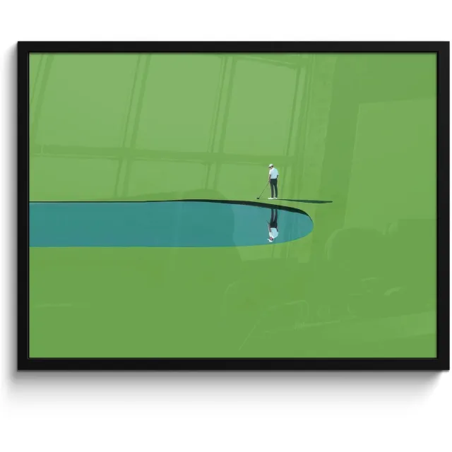 FrameYourWall Poster in lijst - Fotolijst 70x50 cm - Posters - Persoon - Golf - Water - Blauw - Posterlijst zwart - Decoratie - Wanddecoratie woonkamer - Muurdecoratie slaapkamer - Kerstversiering - Kerstdecoratie voor binnen - Kerstmis