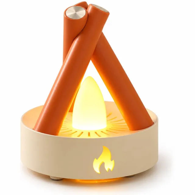 VHV Kampvuur nachtlamp - Oplaadbare flikkerende vlamlamp met 5 witte ruisgeluiden en 2 lichtstanden - Draagbare bedlamp voor slaapkamer en camping - Oranje-wit