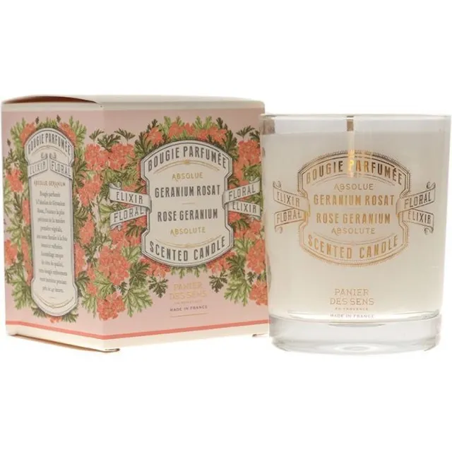 Panier des Sens Rose Geranium Scented Candle Kaars 180gr Roze