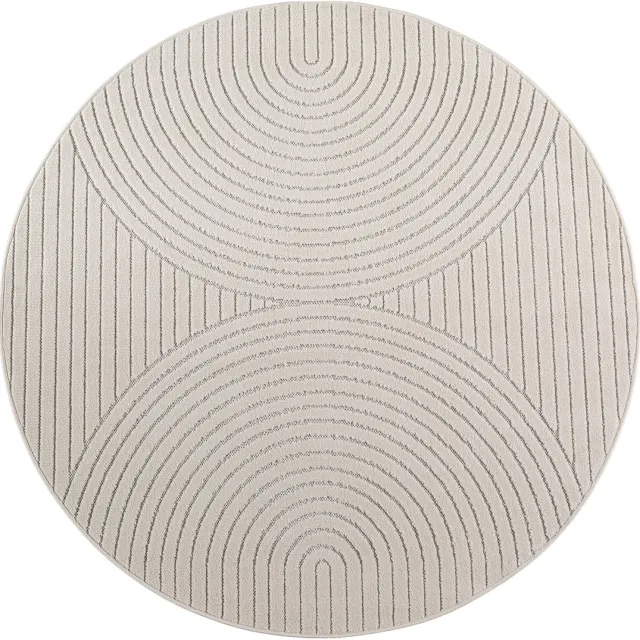 Ayyildiz Japandi-stijl binnen- en buitentapijt Nova (crème 1201) - ⌀ 160 cm