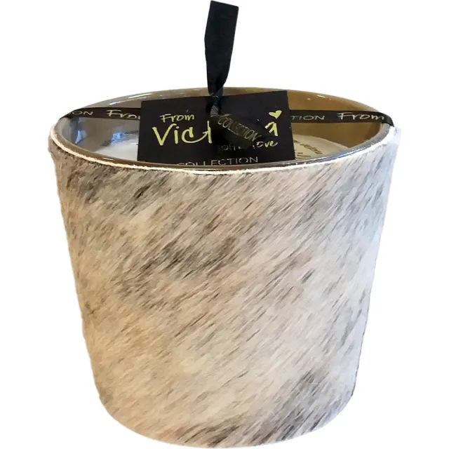 VICTORIA WITH LOVE Kaars - Geurkaars - Peper en Zout - Small - Echte koehuid op glas - Indoor
