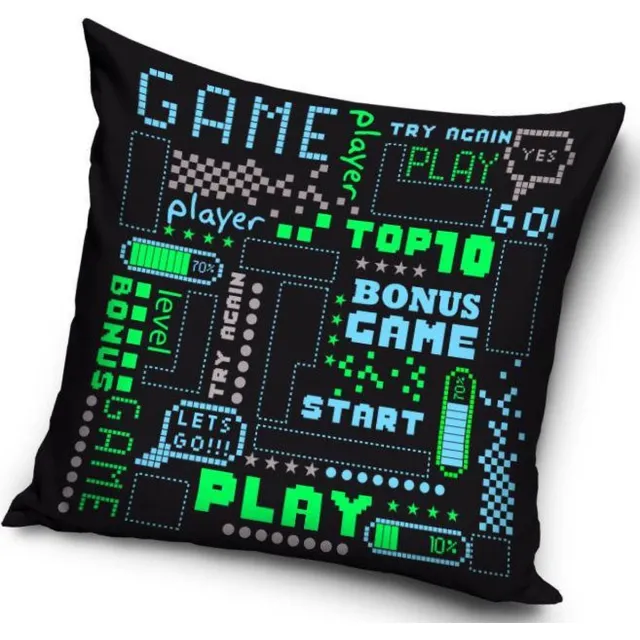Carbotex Gamer - Sierkussen Kussen 40 x 40 cm inclusief vulling zwart groen
