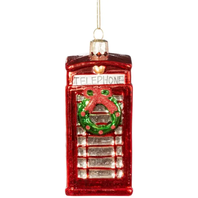 Sass & Belle Engelse rode telefooncel kerstbal - Sass & Belle rood