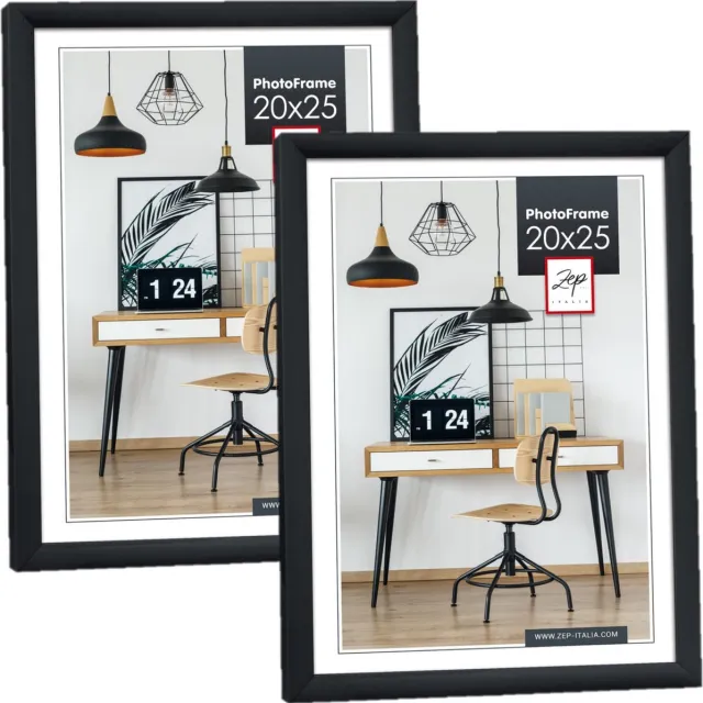 Zep Fotolijst - 2x stuks - zwart - 26 x 21 x 2 cm - kunststof - voor foto van 20 x 25 cm - staand of hangend