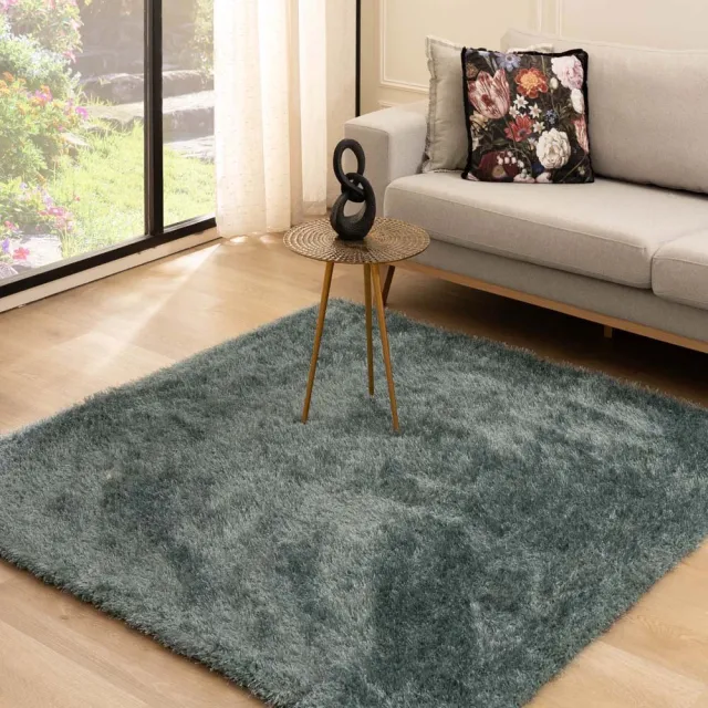 Tapeso Velvet vloerkleed vierkant - Posh blauw 280x280