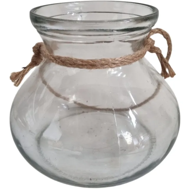 Decostar Glazen vaas met jute transparant