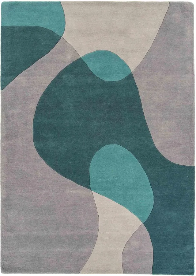 Eazy Living Easy Living - Matrix-arc-Teal Vloerkleed - 200x300 - Rechthoek - Laagpolig Tapijt - Modern - Blauw, Grijs