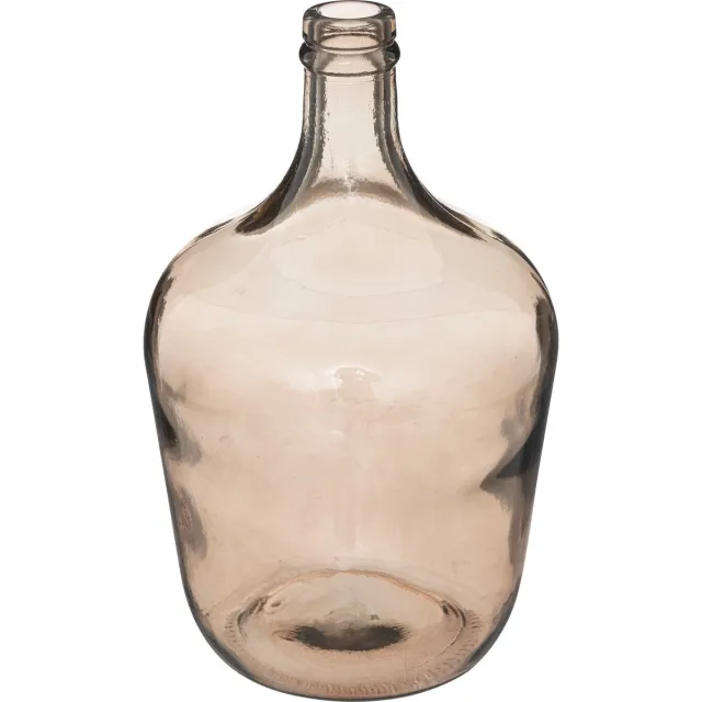 Atmosphera bloemenvaas Bologna - Olijfolie Fles model - transparant - Smoke lichtgrijs glas - 30 x 18 cm