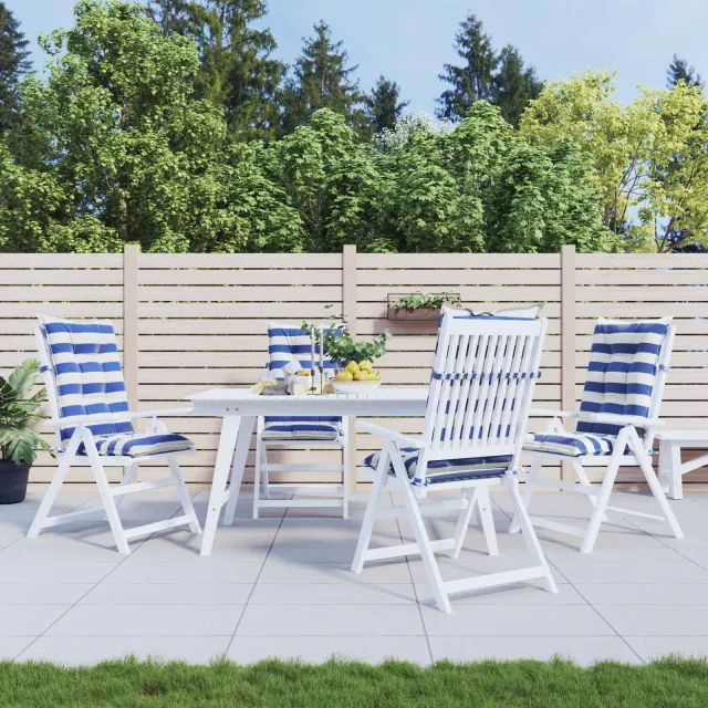 vidaXL Buiten Kussen 4 st Stof Blauw en Wit 120 x 50 x 7 cm