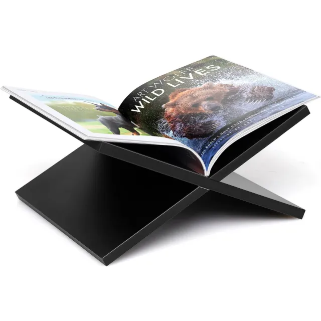 Hanamura Boekenstandaard - Boekenhouder voor Koffietafelboeken - 33x19x29cm - Hout - Zwart - Hanamura