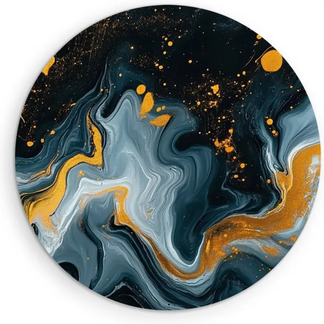Saammp Forex Muurcirkel - Vloeibaar - Blauw - Abstract kunstwerk - Ø 70 - Wandcirkel - Wanddecoratie Cirkel - Muurdecoratie Woonkamer - Slaapkamer decoratie - Rond Schilderij